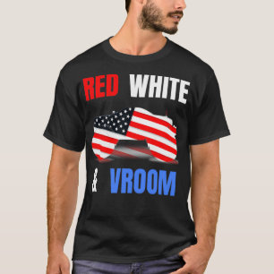 Camiseta Monstruo de camioneta roja blanca sobre la bandera