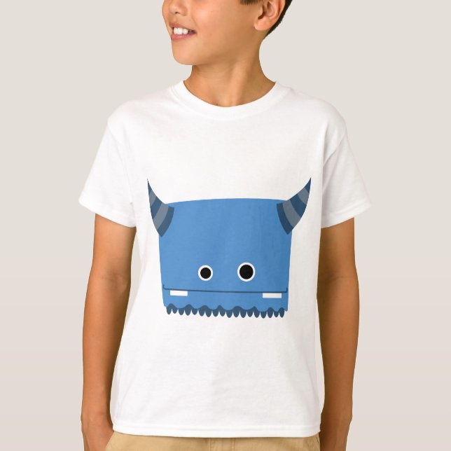 Camiseta Monstruo de cuernos azul (Anverso)
