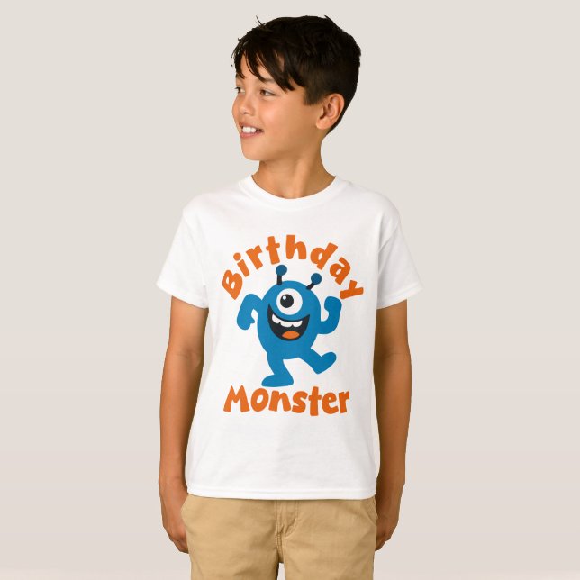 Camiseta Monstruo de cumpleaños azul (Anverso completo)