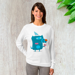 Camiseta Monstruo de dibujos animados azul juguetón con som
