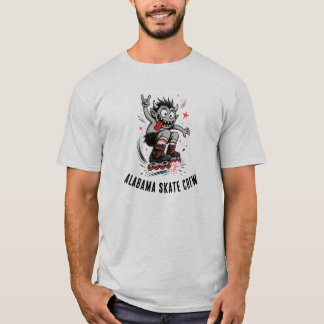 Camiseta Monstruo de dibujos animados en patines sobre rued