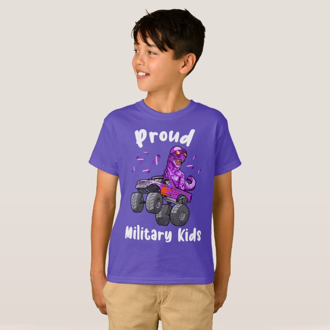 Camiseta Monstruo de Dinosaurio: orgullosos niños militares (Anverso completo)