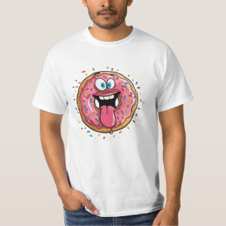 Camiseta Monstruo de Donut Glaseado Rosa Loco Divertido