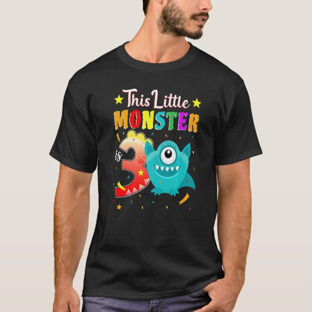 Camiseta Monstruo de Fiesta de cumpleaños 3 años (Anverso)