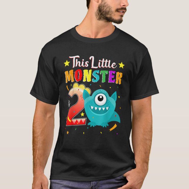 Camiseta Monstruo de Fiesta de cumpleaños número 2 años (Anverso)