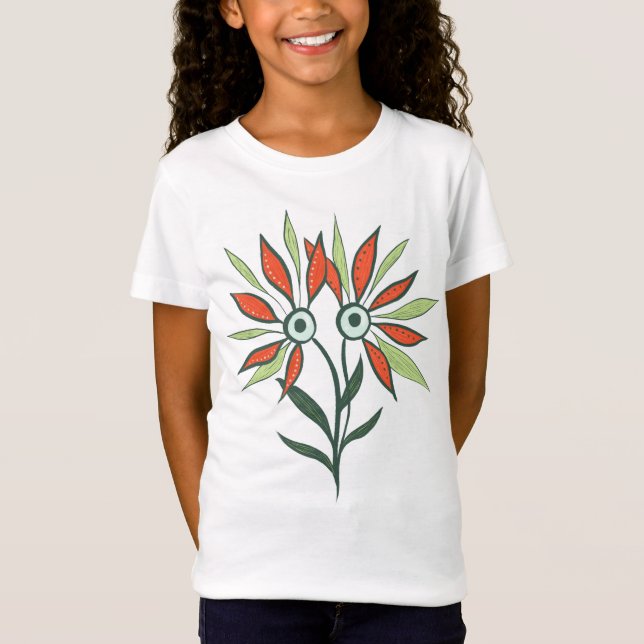 Camiseta Monstruo de flores Caricatura lindo Chica verde (Anverso)