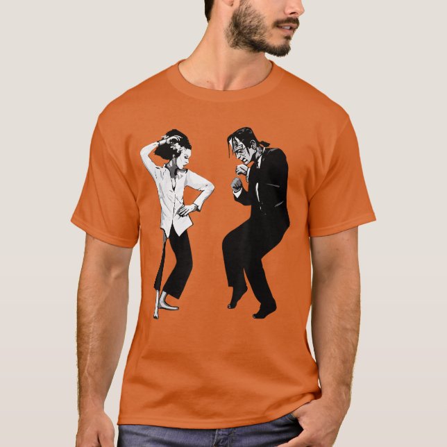 Camiseta Monstruo de Frankenstein divertido retro y novia b (Anverso)