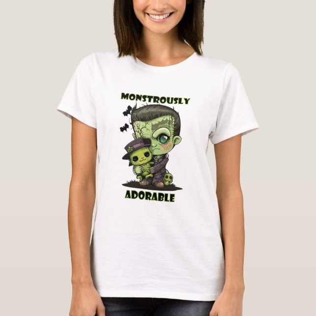 Camiseta Monstruo de Frankenstein lindo con peluche (Anverso)