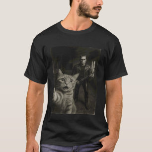 Camiseta Monstruo de Frankenstein Selfie Gato Naranja Músic