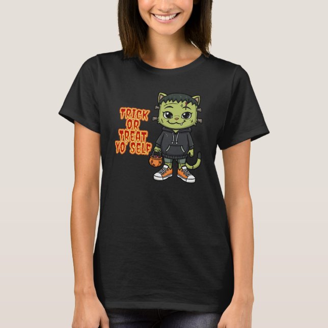 Camiseta Monstruo de Gato de Frankenstein Cute - Kawaii Spo (Anverso)