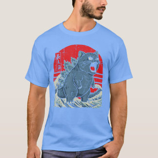 Camiseta Monstruo de gato japonés agita divertido arte de C