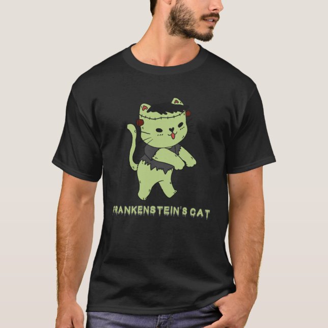 Camiseta Monstruo de Halloween para Gato Frankenstein Zombi (Anverso)
