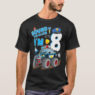 Camiseta Monstruo de la policía Carro 8 Aniversario Niño Po