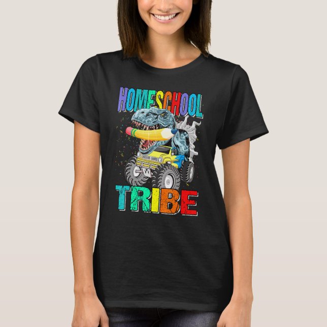 Camiseta Monstruo de la tribu Homeschool Dinosaurio (Anverso)
