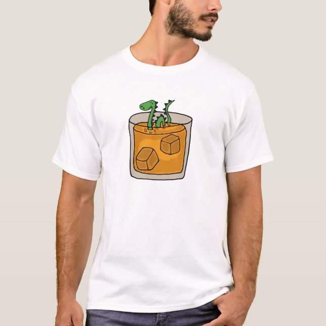 Camiseta Monstruo de Loch Ness en vidrio del whisky escocés (Anverso)
