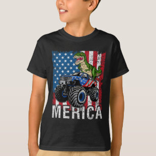 Camiseta Monstruo de los Dinosaurios Merica Camión Bandera 