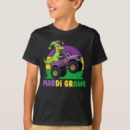 Camiseta Monstruo de Mardi Grawr Camión Dinosaurio Mardi Gr