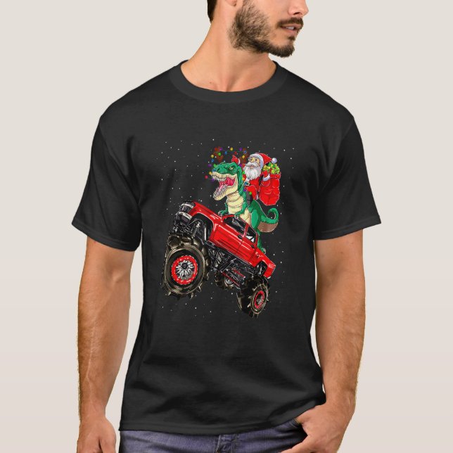 Camiseta Monstruo de monstruo de dinosaurios de Santa Ridin (Anverso)