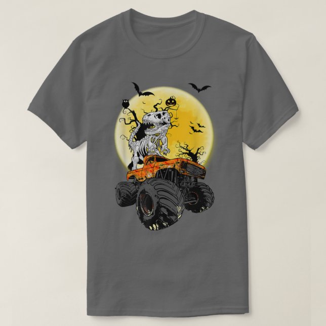 Camiseta Monstruo de moto de dinosaurios Skeleton Halloween (Diseño del anverso)