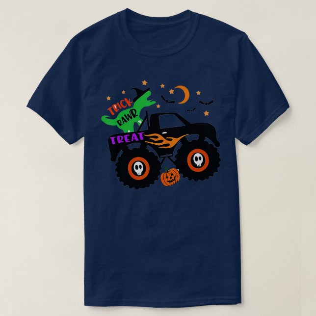 Camiseta Monstruo de moto de dinosaurios Skeleton Halloween (Diseño del anverso)