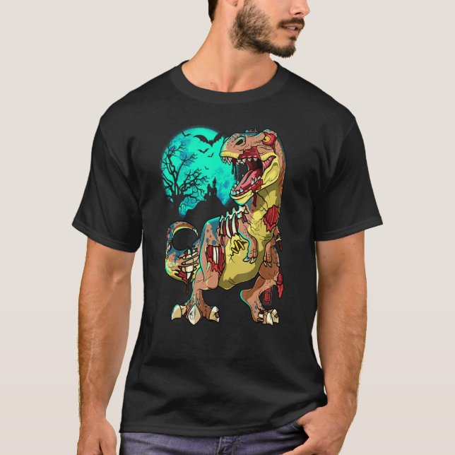 Camiseta Monstruo de niños de Halloween con dinosaurio zomb (Anverso)