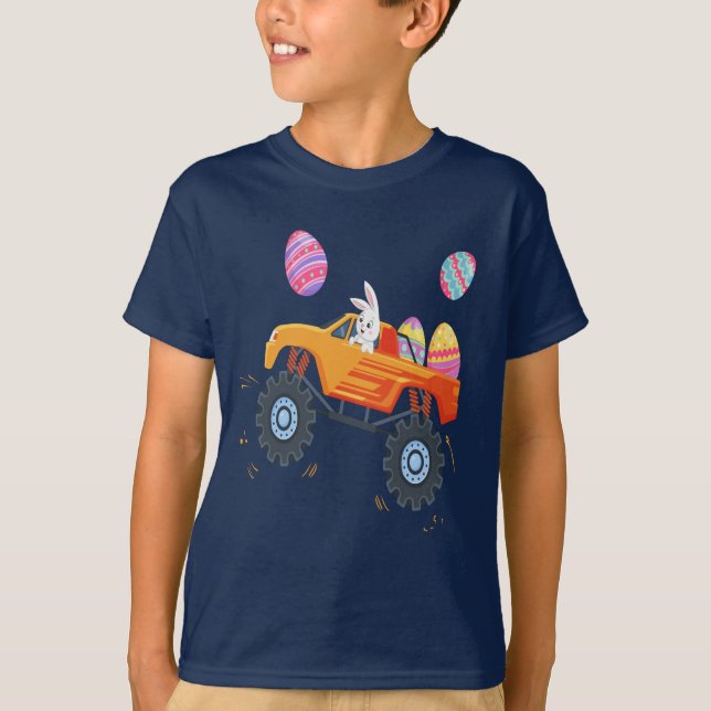 Camiseta Monstruo de pascua de montura de conejo de pascua  (Anverso)