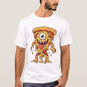 Camiseta Monstruo de Pizza Loco de Un Ojo Arte Kawaii Lindo