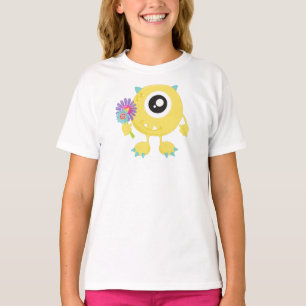 Camiseta Monstruo de primavera, monstruo amarillo, flores,