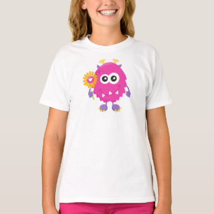 Camiseta Monstruo de primavera, monstruo rosado, flores, cu