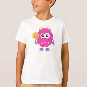 Camiseta Monstruo de primavera, monstruo rosado, flores, cu
