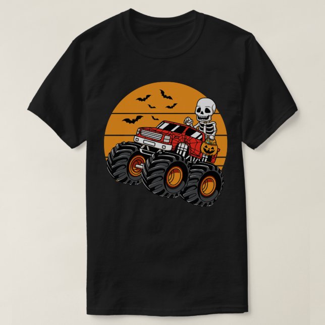 Camiseta Monstruo de Skeleton Camión de Halloween (Diseño del anverso)