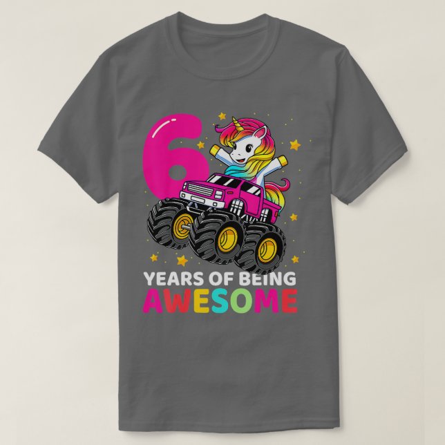 Camiseta Monstruo de Unicornio de 6 años de edad (Diseño del anverso)
