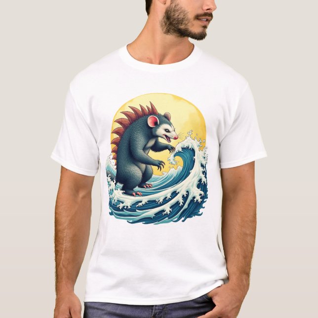 Camiseta Monstruo de Zarigüeya - Oppzilla y la Gran Ola Par (Anverso)