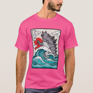 Camiseta Monstruo del arte de la ola japonés meme divertido