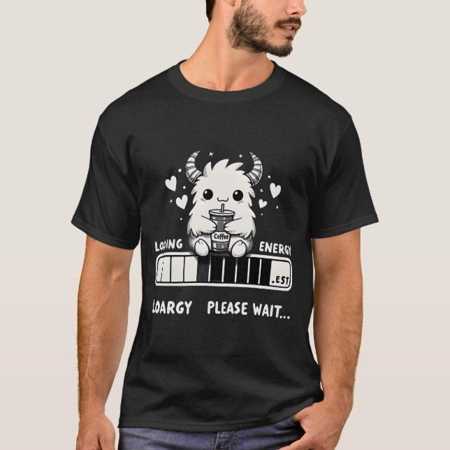 Camiseta Monstruo del café: cargando energía (Anverso)
