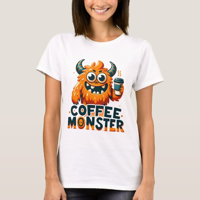 Camiseta Monstruo del Café - Divertido humor matutino (Anverso)