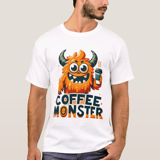 Camiseta Monstruo del Café - Divertido humor matutino (Anverso)