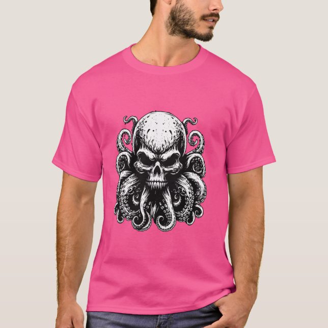 Camiseta Monstruo del Cráneo del Octopus Kraken Cthulhu Sku (Anverso)