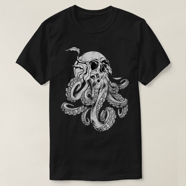 Camiseta Monstruo del Cráneo del Octopus Kraken Cthulhu Sku (Diseño del anverso)