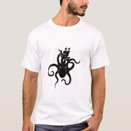 Camiseta Monstruo del Mar de Kraken blanco y negro con barc