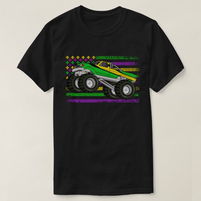 Camiseta Monstruo del Mardi Gras Camión de bandera estadoun (Diseño del anverso)