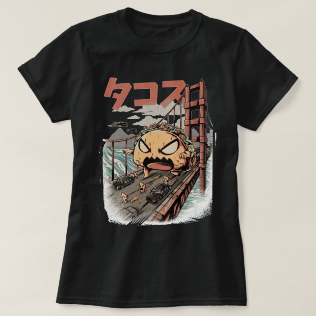 Camiseta Monstruo del taco gigante Kaiju comida mexicana Ka (Diseño del anverso)