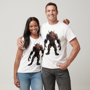 Camiseta Monstruo Demonio Oscuro con Ojos Rojos Brillantes 