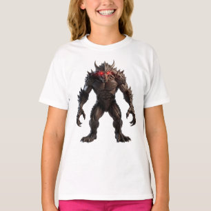 Camiseta Monstruo Demonio Oscuro con Ojos Rojos Brillantes