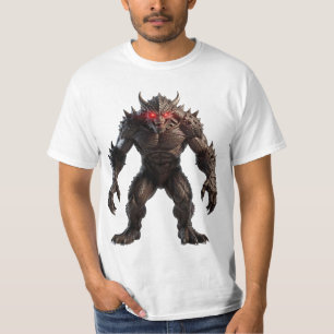 Camiseta Monstruo Demonio Oscuro con Ojos Rojos Brillantes 
