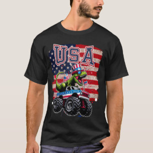 Camiseta Monstruo Dino T Rex USA Camión USA Bandera 4 De Ju
