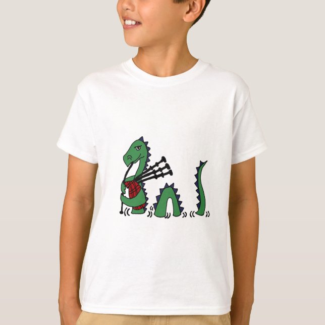 Camiseta Monstruo divertido de Loch Ness que toca las (Anverso)