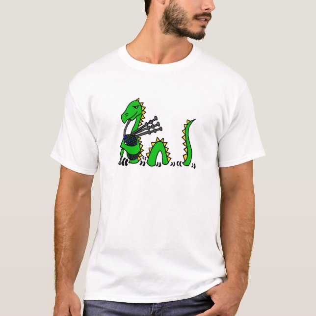 Camiseta Monstruo divertido de Loch Ness que toca las (Anverso)
