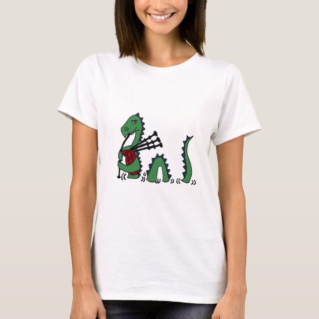 Camiseta Monstruo divertido de Loch Ness que toca las (Anverso)
