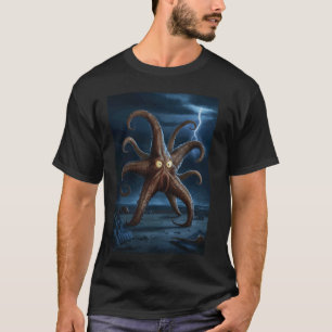 Camiseta Monstruo Gigante Del Octopus Con Ojos Brillantes E